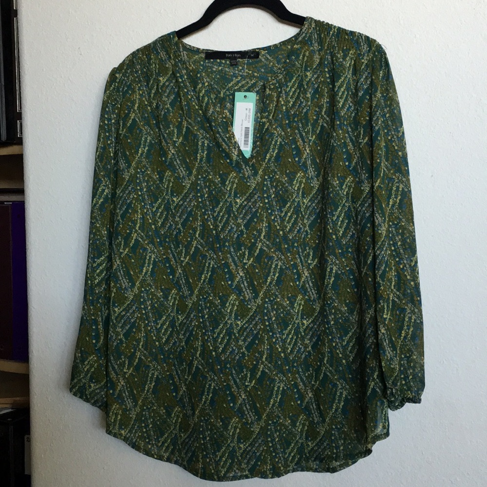 Ladies semi-sheer pullover blouse w/split neckline
